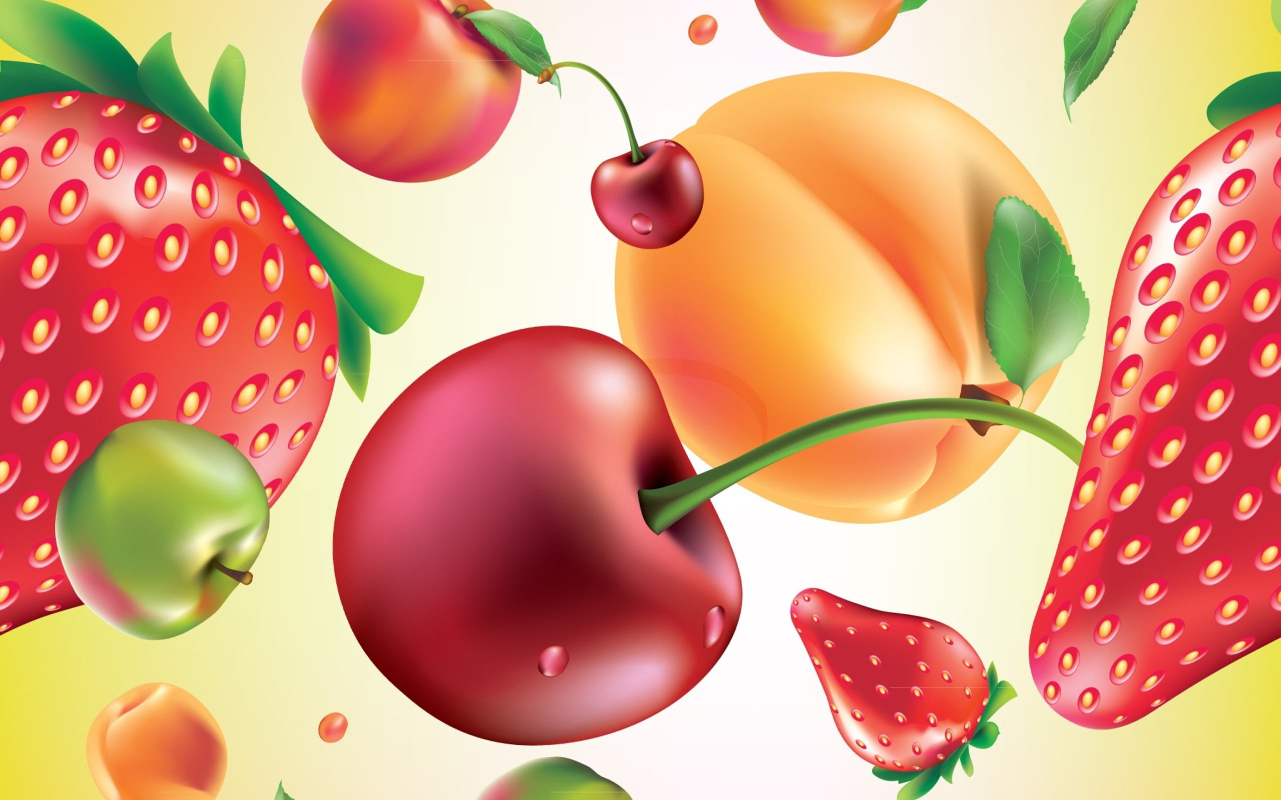 Fondo de pantalla Drawn Fruit and Berries 2560x1600