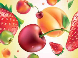 Drawn Fruit and Berries wallpaper 320x240