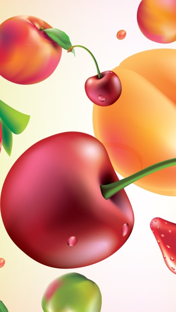 Drawn Fruit and Berries wallpaper 360x640