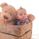 Обои Baby Boy With Teddy Bear 128x128