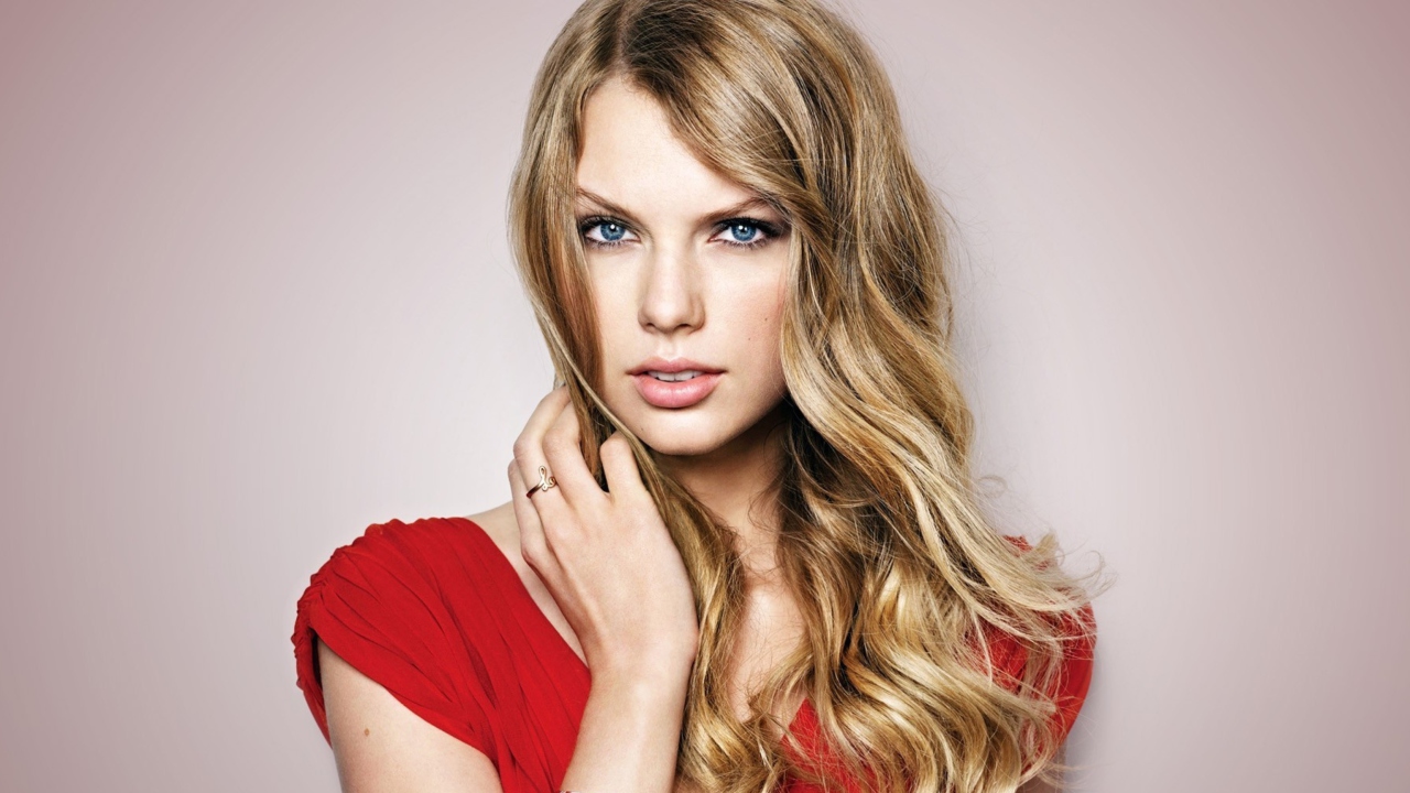 Обои Taylor Swift Red Dress 1280x720
