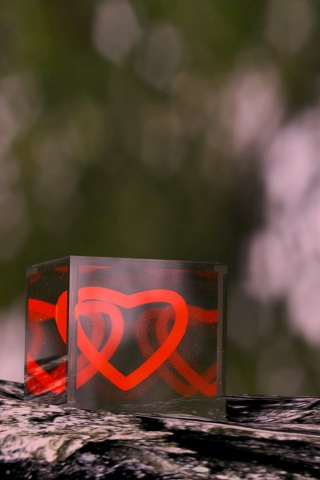 Das Heart In Cube Wallpaper 320x480