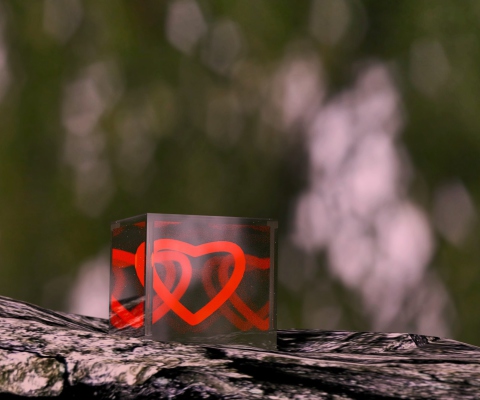 Das Heart In Cube Wallpaper 480x400