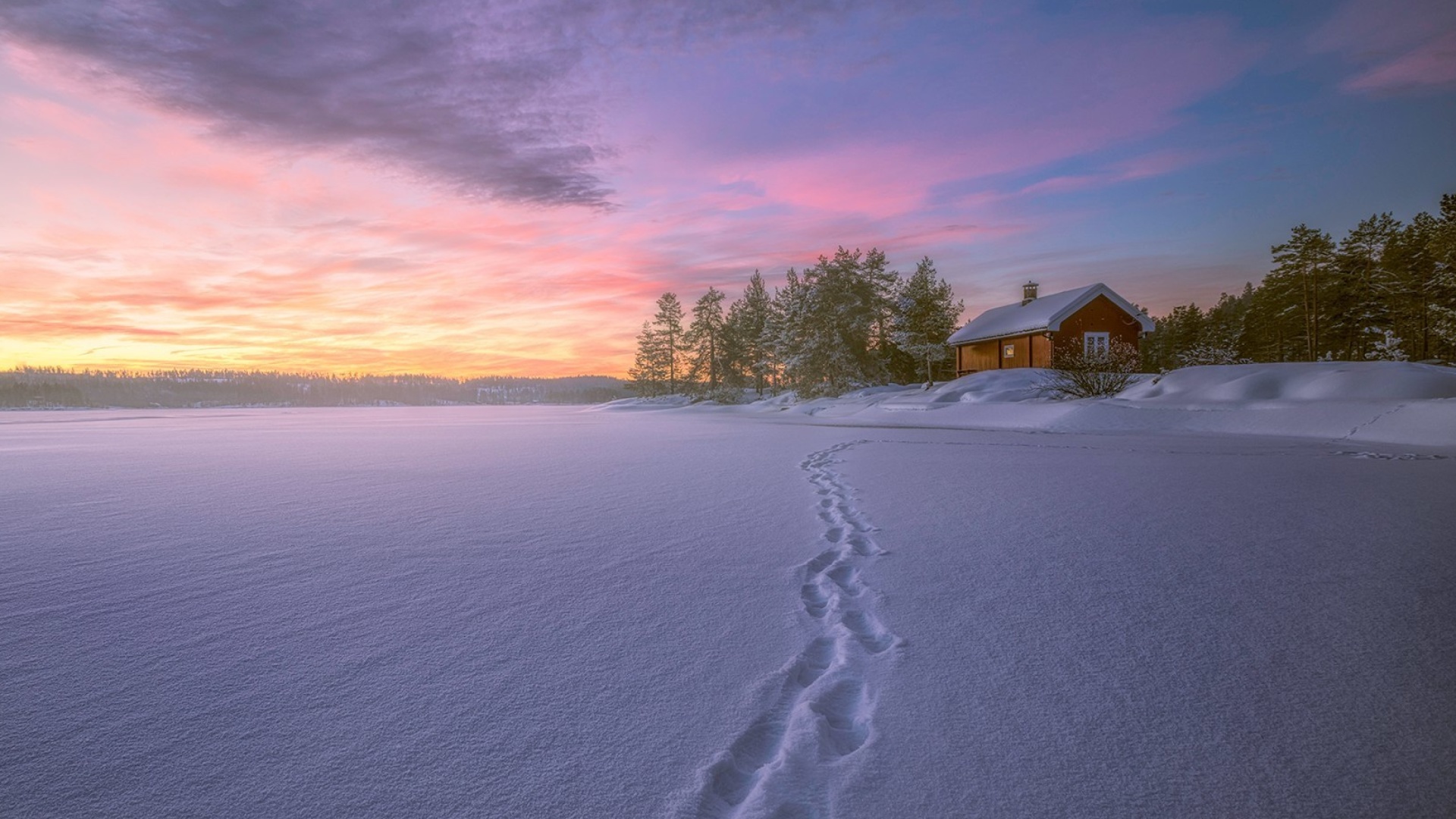 Fondo de pantalla Footprints on snow 1920x1080