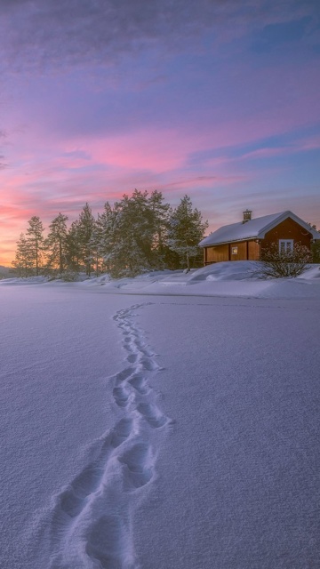 Sfondi Footprints on snow 360x640