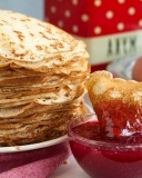 Russian pancakes with jam wallpaper 128x160