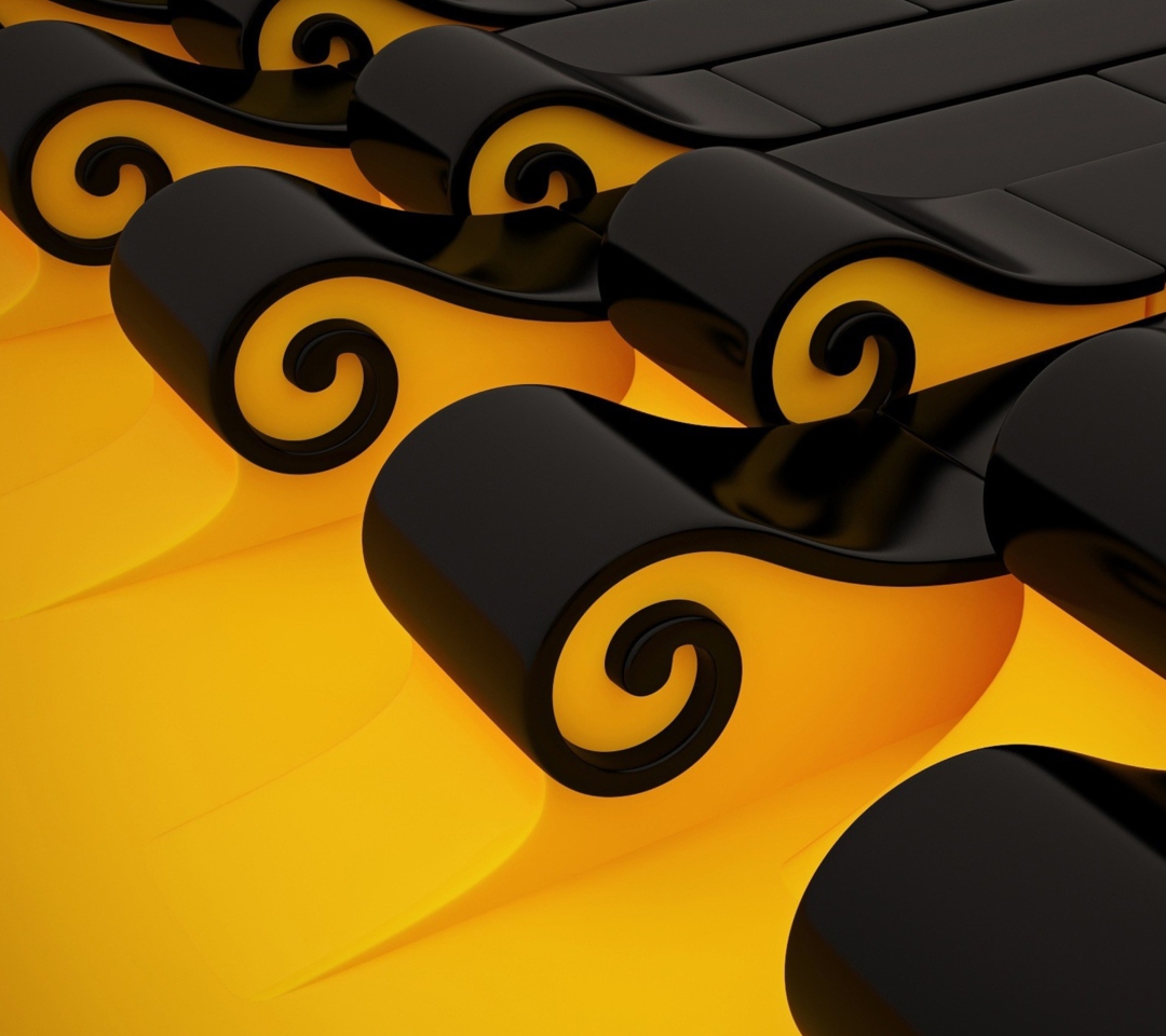 Das Black N Yellow 3D Wallpaper 1080x960