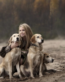 Sfondi Girl With Dogs 128x160