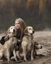 Sfondi Girl With Dogs 176x220