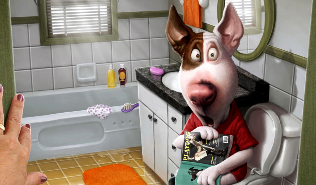Screenshot №1 pro téma Comic Dog in Toilet with Magazine 1024x600