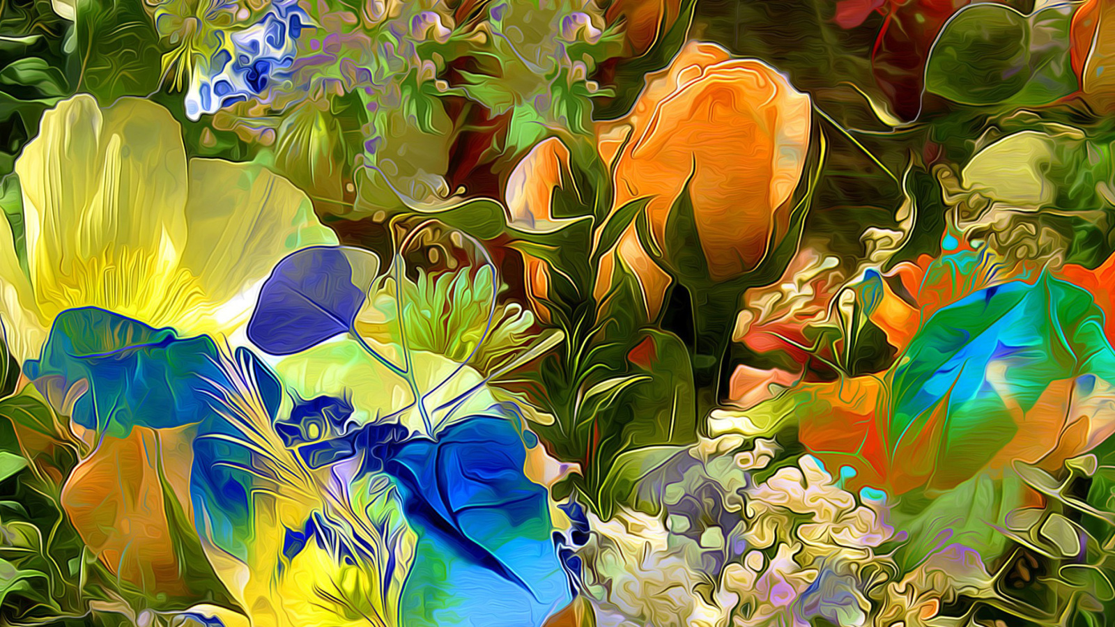 Screenshot №1 pro téma Stylized Summer Drawn Flowers 1600x900