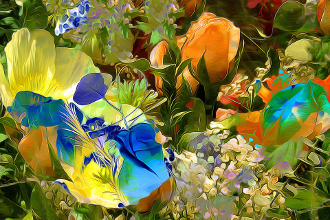 Обои Stylized Summer Drawn Flowers 480x320