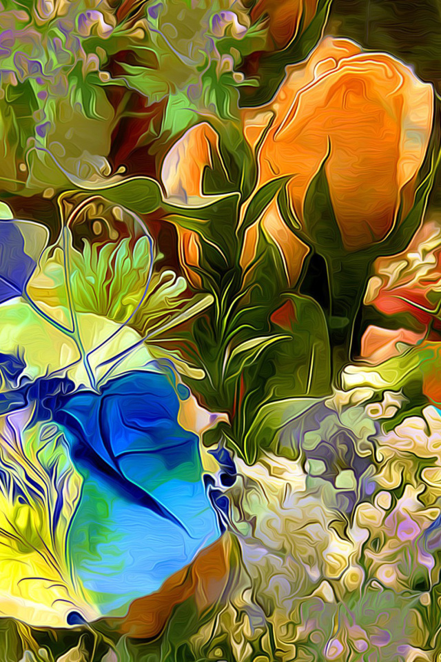 Fondo de pantalla Stylized Summer Drawn Flowers 640x960
