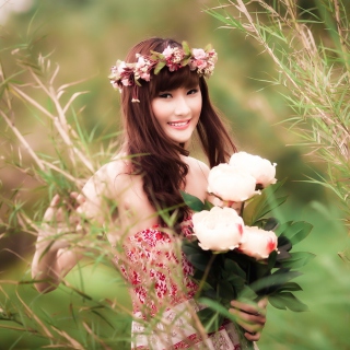 Cute Asian Flower Girl sfondi gratuiti per iPad 3