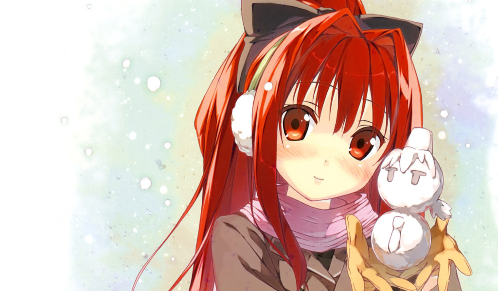 Sfondi Cute Anime Girl With Snowman 1024x600