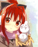 Das Cute Anime Girl With Snowman Wallpaper 128x160