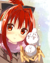 Cute Anime Girl With Snowman wallpaper 176x220