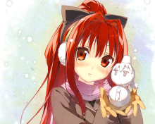 Sfondi Cute Anime Girl With Snowman 220x176