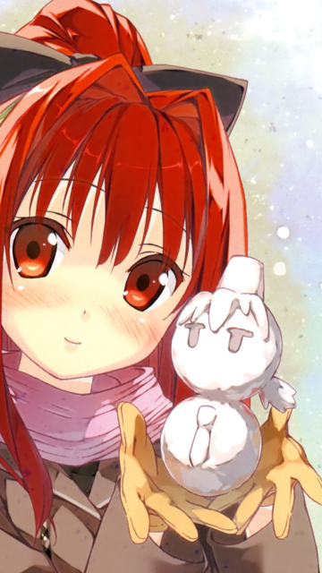 Das Cute Anime Girl With Snowman Wallpaper 360x640