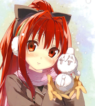 Cute Anime Girl With Snowman - Fondos de pantalla gratis para 2048x2048