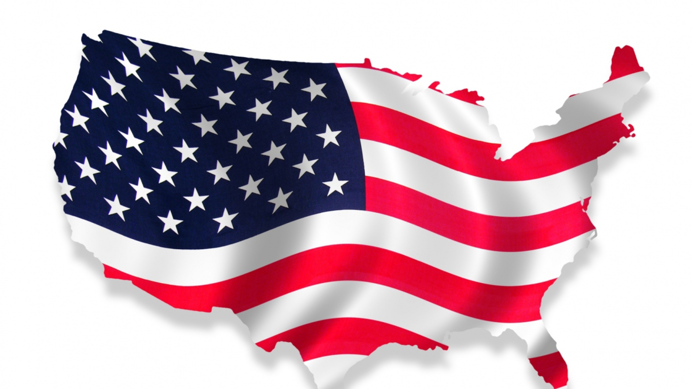Обои Usa Flag Map 1366x768