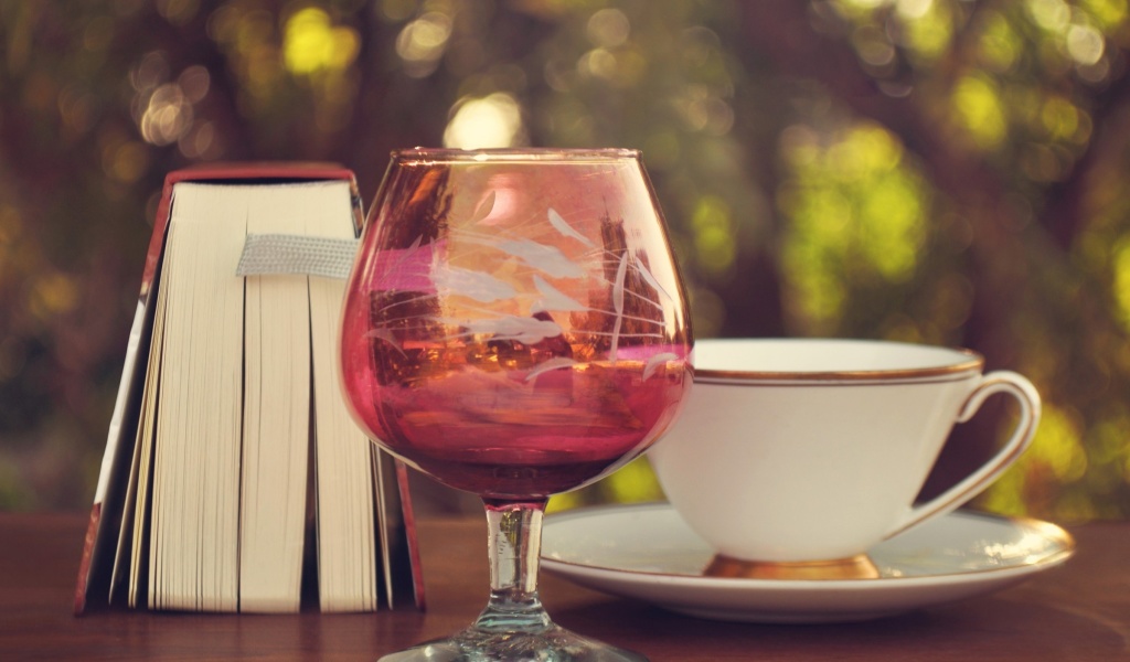 Fondo de pantalla Perfect day with wine and book 1024x600