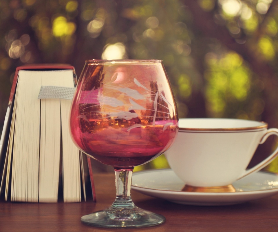 Fondo de pantalla Perfect day with wine and book 960x800