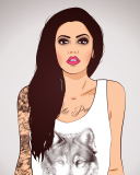 Das Girl With Tattoo Illustration Wallpaper 128x160