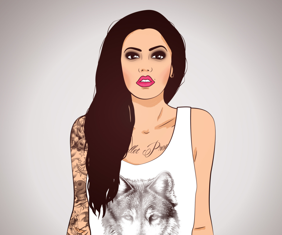 Girl With Tattoo Illustration screenshot #1 960x800