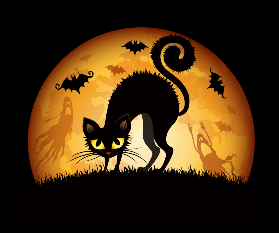 Scary Black Cat wallpaper 960x800