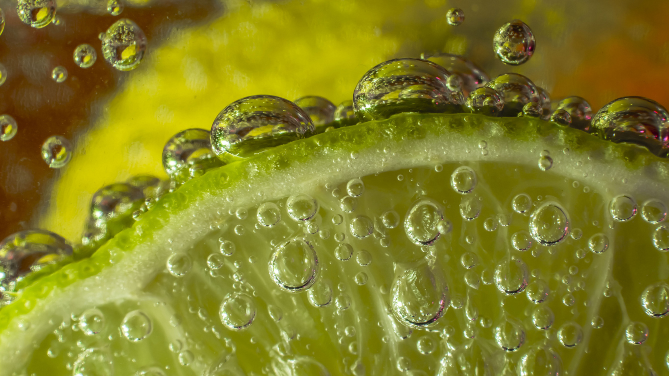 Das Green Lime Bubbles Wallpaper 1366x768