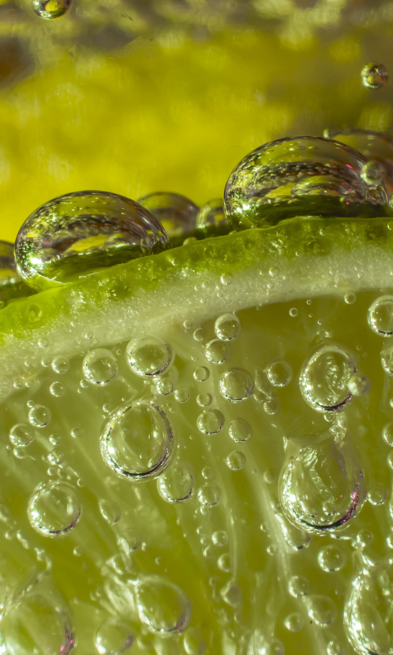 Sfondi Green Lime Bubbles 768x1280