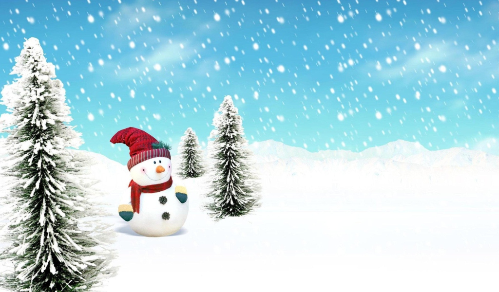 Christmas Snowman wallpaper 1024x600