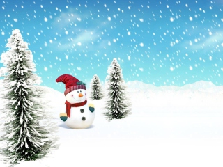 Das Christmas Snowman Wallpaper 320x240