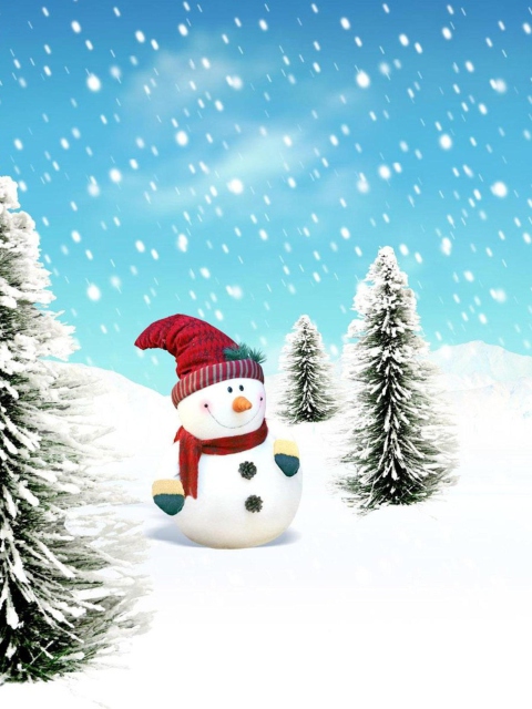 Das Christmas Snowman Wallpaper 480x640
