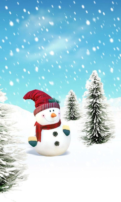 Das Christmas Snowman Wallpaper 480x800