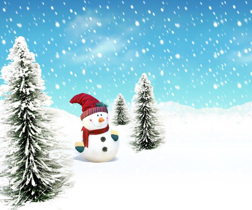 Das Christmas Snowman Wallpaper 960x800
