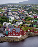 Das Torshavn City on Faroe Island Wallpaper 128x160