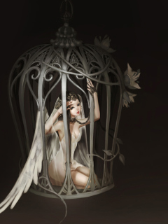 Das Angel In Cage Wallpaper 240x320