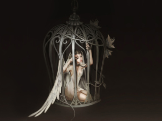 Das Angel In Cage Wallpaper 320x240