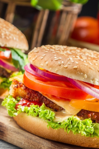 Das Fast Food Burgers Wallpaper 320x480