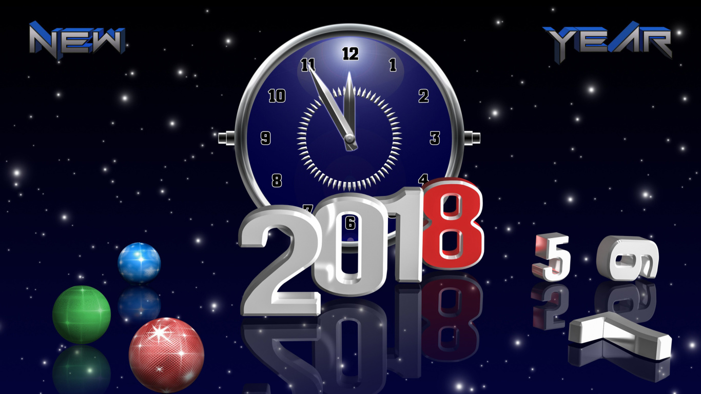 2018 New Year Countdown wallpaper 1366x768