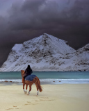 Обои Horse Riding On Beach 128x160
