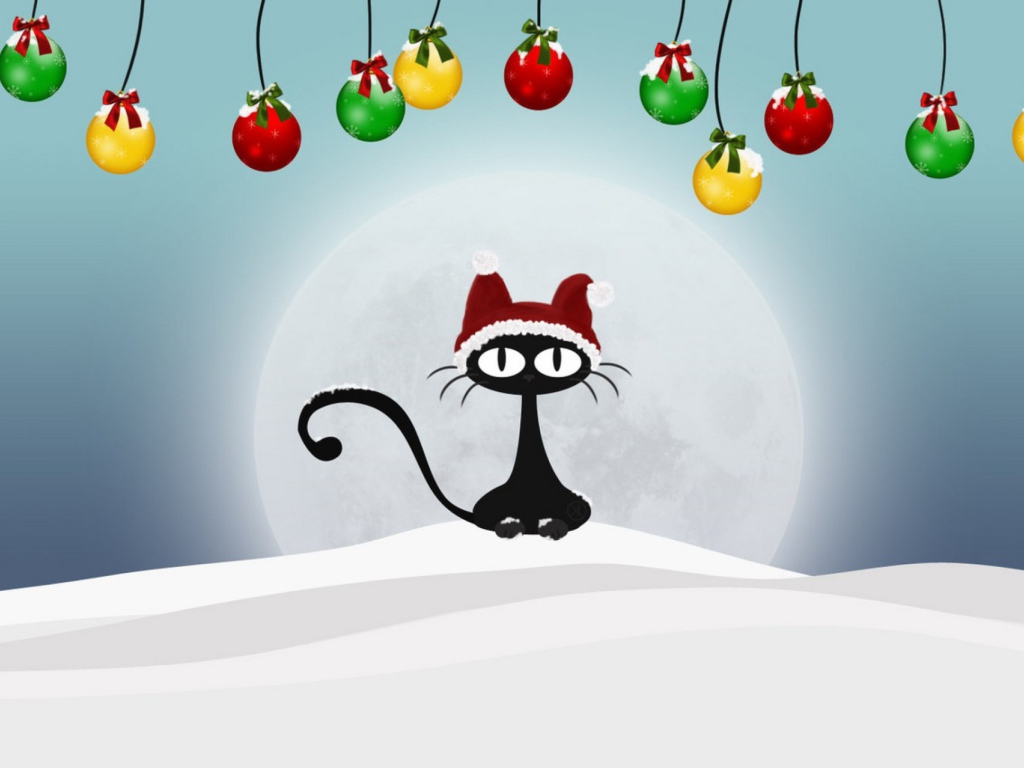 Screenshot №1 pro téma Christmas Cat 1024x768