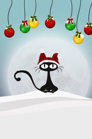 Das Christmas Cat Wallpaper 320x480