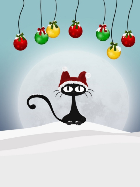 Das Christmas Cat Wallpaper 480x640