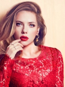 Scarlett Johansson Red Lipstick Red Dress wallpaper 132x176