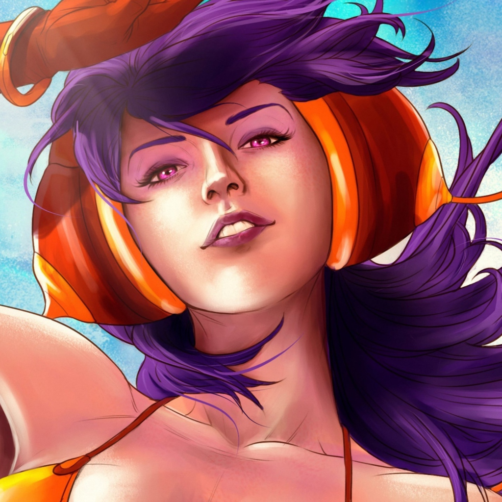 Screenshot №1 pro téma Purple Hair Girl Art 1024x1024