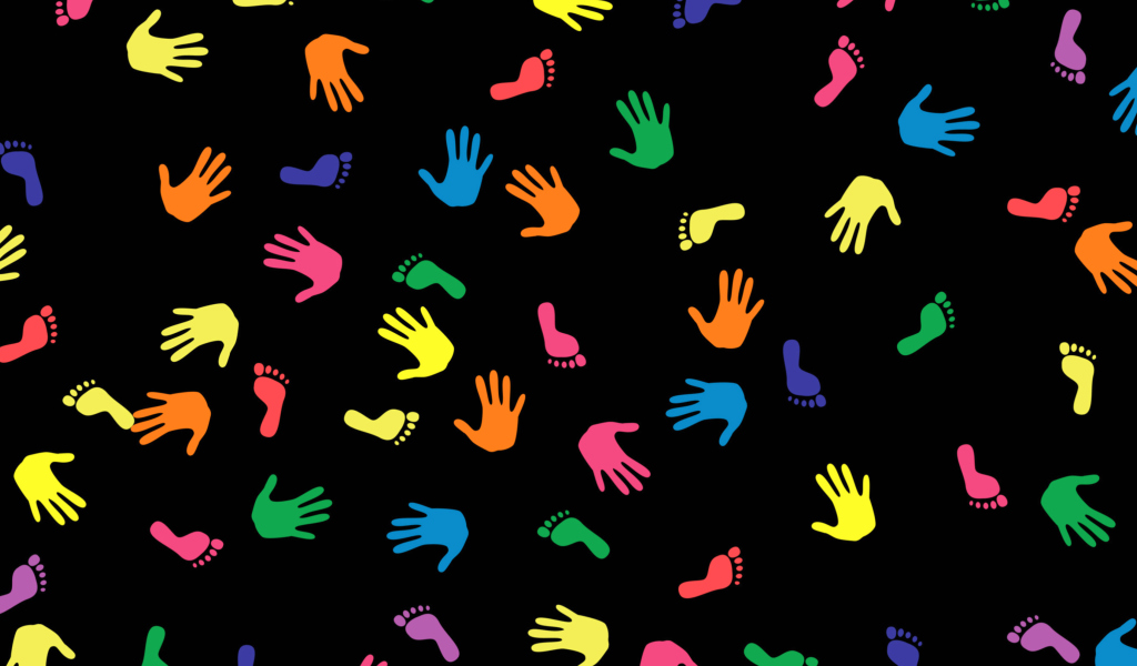 Fondo de pantalla Colorful Hands And Feet Pattern 1024x600