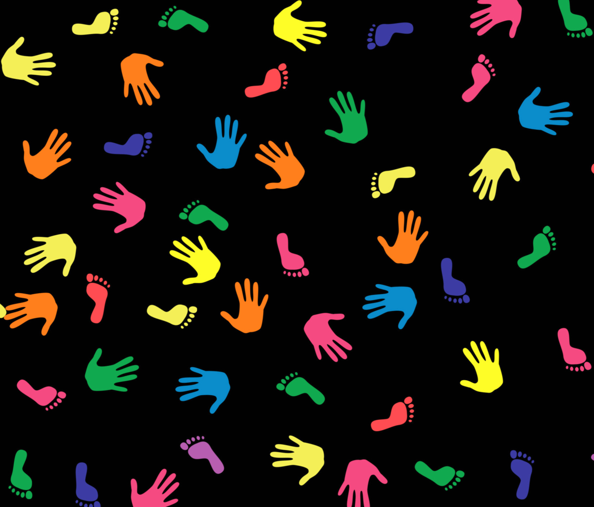 Das Colorful Hands And Feet Pattern Wallpaper 1200x1024